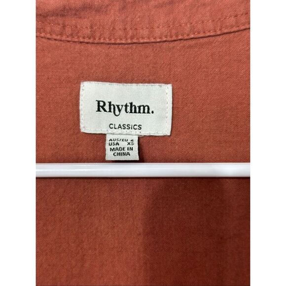 NWOT Rhythm. Classic Linen Blend Short Sleeve Button Up Shirt Dress Women's XS - Picture 5 of 11